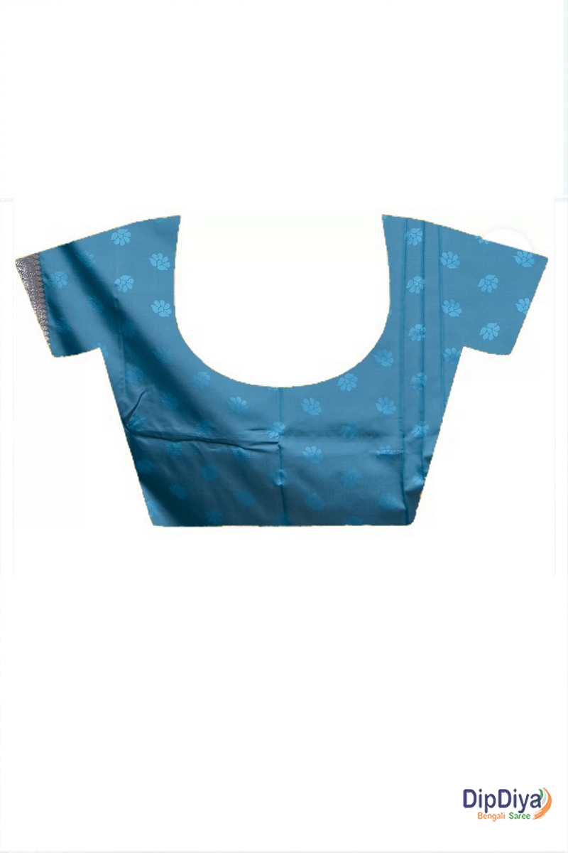 Turquoise Blue Cotton Silk Parova Tanchui Saree (513)